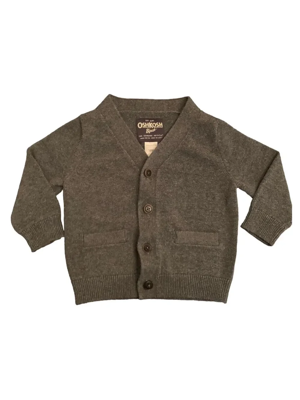 OshKosh Gray 4-Button V-Neck Cardigan. 18 Months.